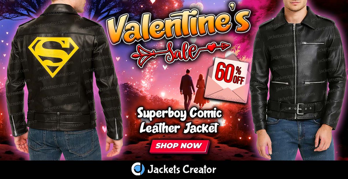 jacketscreator's tweet image. 💖 Valentine’s Day Sale Alert! 💖
Get the Comic Superboy Leather Jacket — now 60% OFF! 💥🧥

👉 Buy Now:
 jacketscreator.com/product/comic-…

#ValentinesDay #60Off #SuperboyJacket #ComicStyle #LeatherJacket #FanFashion #JacketsCreator