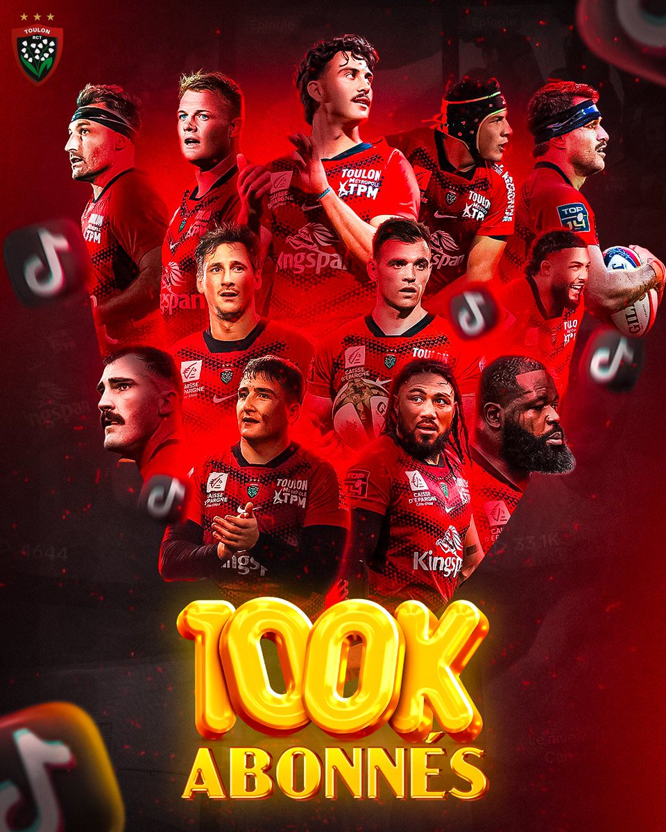RCTofficiel's tweet photo. 100 000 abonnés sur TikTok 🎉

Merci à toute notre communauté pour votre fidélité, votre engagement et votre soutien au quotidien ❤️🖤

#ParceQueToulon https://t.co/htEcSFSfxd