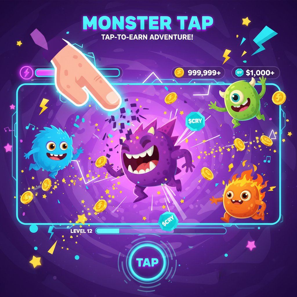 Ready to tap your way to crypto glory? 🎮👾 Dive into Monster Tap, the  ultimate tap-to-earn game where you defeat EPIC monsters and earn real $CRY  tokens! Compete in thrilling tournaments, climb