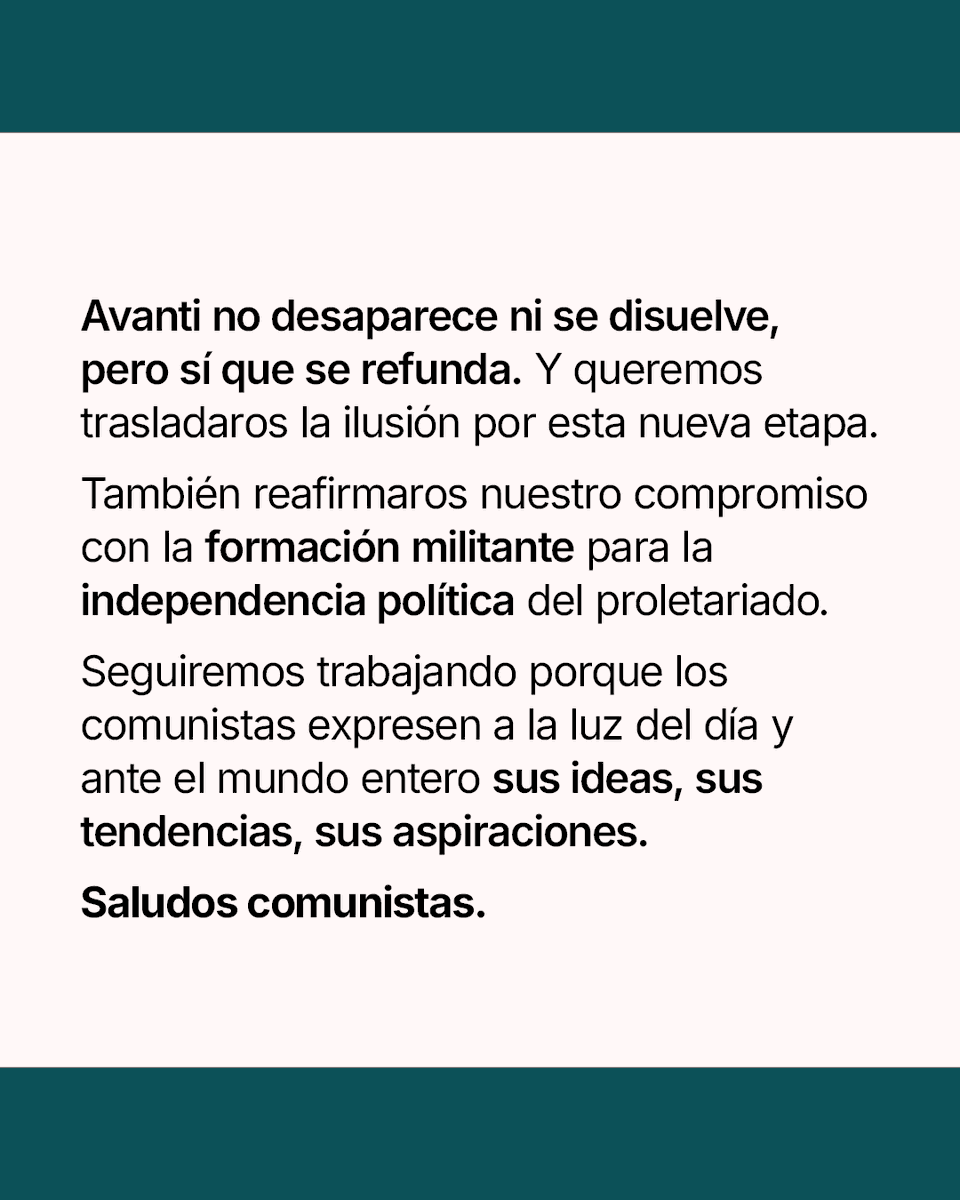 EditAvanti's tweet photo. Esta refundación no es un mero cambio estético, sino parte de nuestra intención de dar un paso a ser una editorial militante, en el pleno significado del término.

Esperamos que nos sigáis acompañando en esta etapa con la misma ilusión que tenemos nosotros.

Saludos comunistas. https://t.co/Xhc74APkdJ