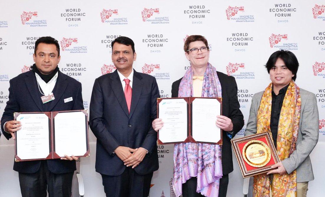 CMOMaharashtra's tweet photo. Maharashtra @ Davos 2026

🤝 Strategic MoU Signed between Govt of Maharashtra (MMRDA) & University of California, Berkeley

This 5-year partnership fosters academic and research collaboration to strengthen metropolitan planning and urban transformation in the MMR.
Key focus areas include Data Analytics, Artificial Intelligence (AI), and Policy Innovation to support a sustainable, circular economy. The collaboration will drive innovation through joint research, hackathons, and accelerator programs.

@Dev_Fadnavis 
#WEF26 #MahaAtDavos #UrbanTransformation #AI #Education