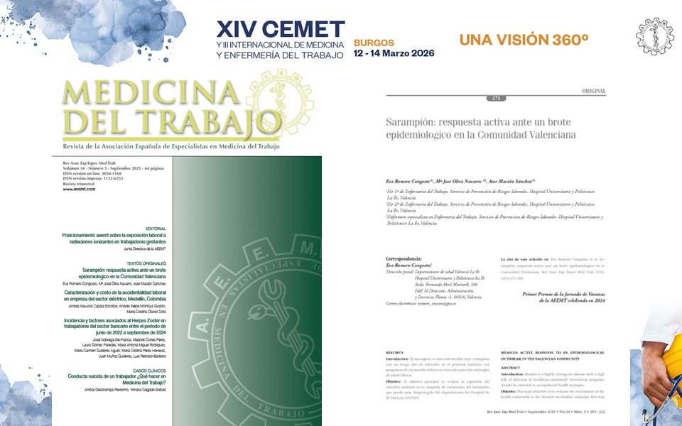 📰 Revista de la AEEMT · Volumen 34 – Número 3 – Septiembre 2025

Original: Sarampión: respuesta activa ante un brote epidemiológico en la Comunidad Valenciana

🇪🇸 Por: Eva Romero, Mª José Oltra, Aser Macián

📄 Disponible en la revista completa: 👉 aeemt.org/web/vol-34-n03…