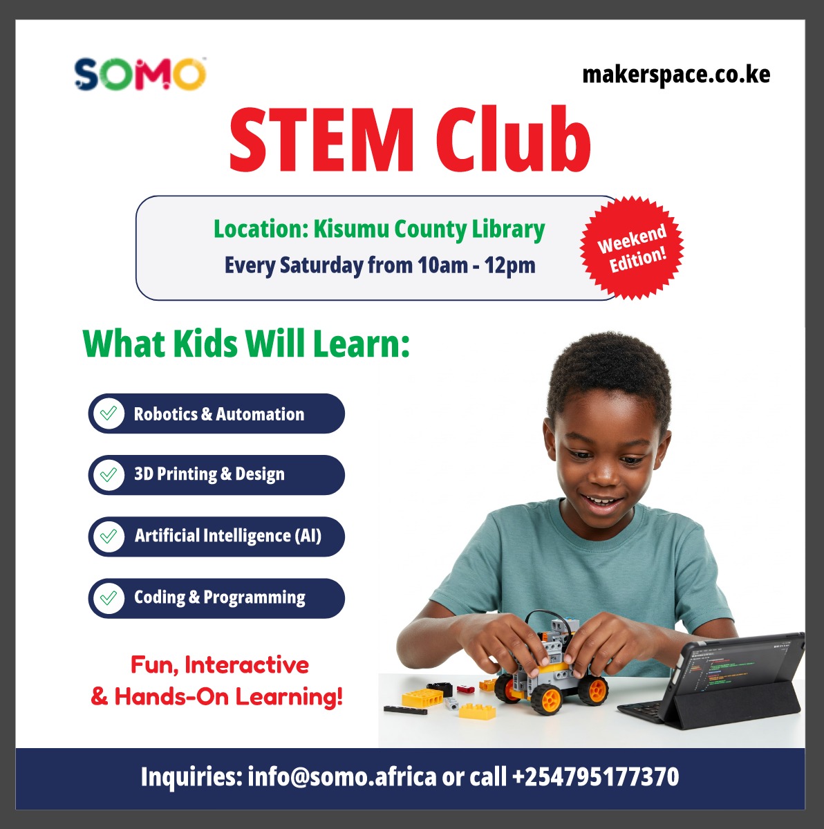 oursomo's tweet photo. Imagine your child building robots, coding cool projects, and designing in 3D! Register them for our STEM Club, where kids explore Robotics, Coding, 3D Design, and Artificial Intelligence through fun, interactive, hands-on projects and mentorship. https://t.co/bKCuEcXlOV https://t.co/qSq6CZDWjl
