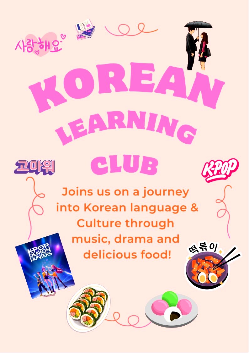 Korean Culture & Language Club 

Our club offers students a chance to explore Korean language, culture, and history while developing global awareness and new skills.  Image