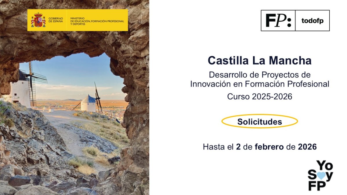 todofp's tweet photo. 📣#FPCLM. Desarrollo de proyectos de innovación en Formación Profesional. #TodoFP #YoSoyFP
🔴Solicitudes hasta el 2 de febrero de 2026.
🔍https://t.co/axDuJodKGS https://t.co/E8nqbuaSjL