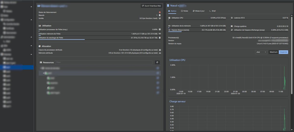 Quelques nouveaux serveurs Proxmox pour notre gamme VPS NVMe sur <a href="/HolyCloud_FR/">HolyCloud</a> 😊

CPU à 3.3Ghz pour avoir la meilleur fréquence 🩷