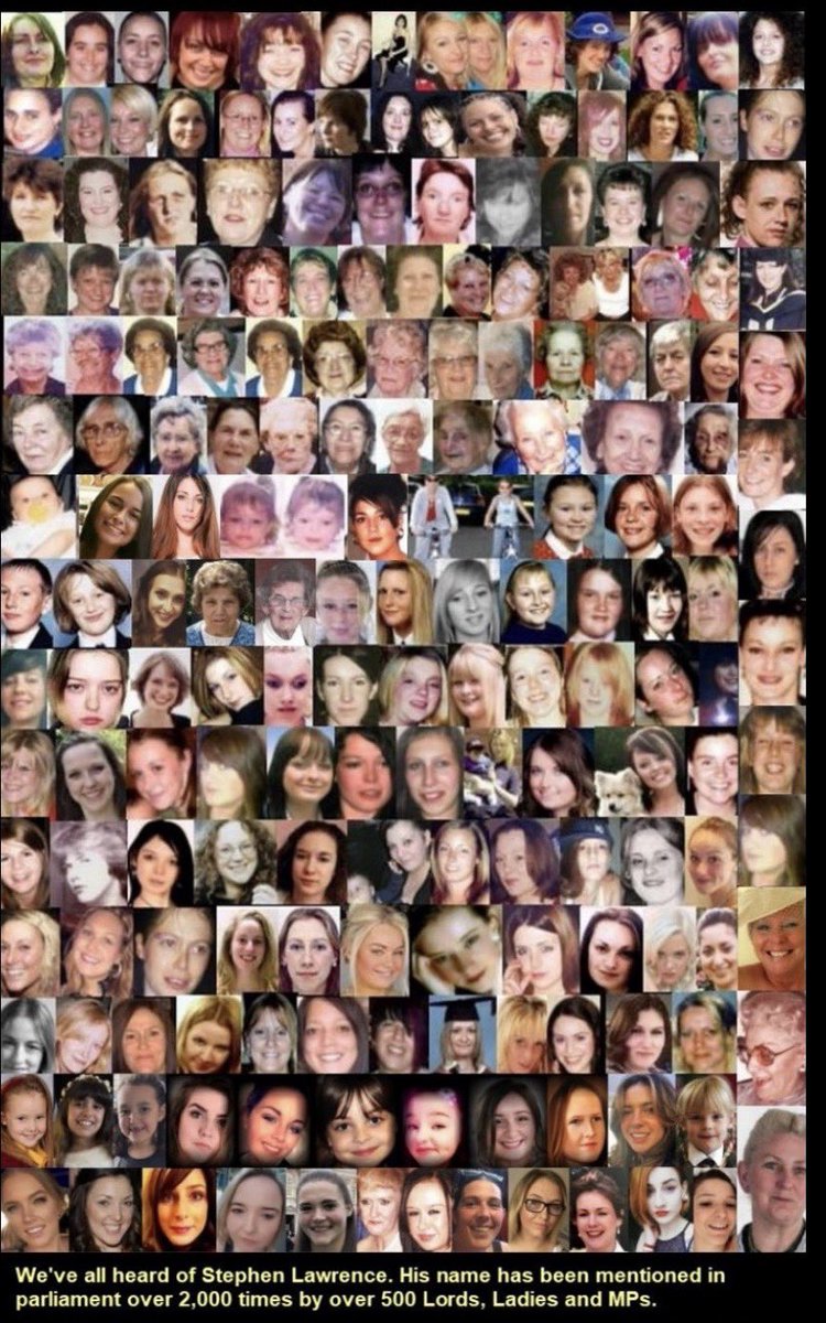 Stephen Lawrence.. we all know his name.. his name has been mentioned over 2000 times in the House of Commons and Lords yet the below are SOME of the girls who have been murdered since he died at the hands of first and second generation immigrants.. No one ever mentions them. No