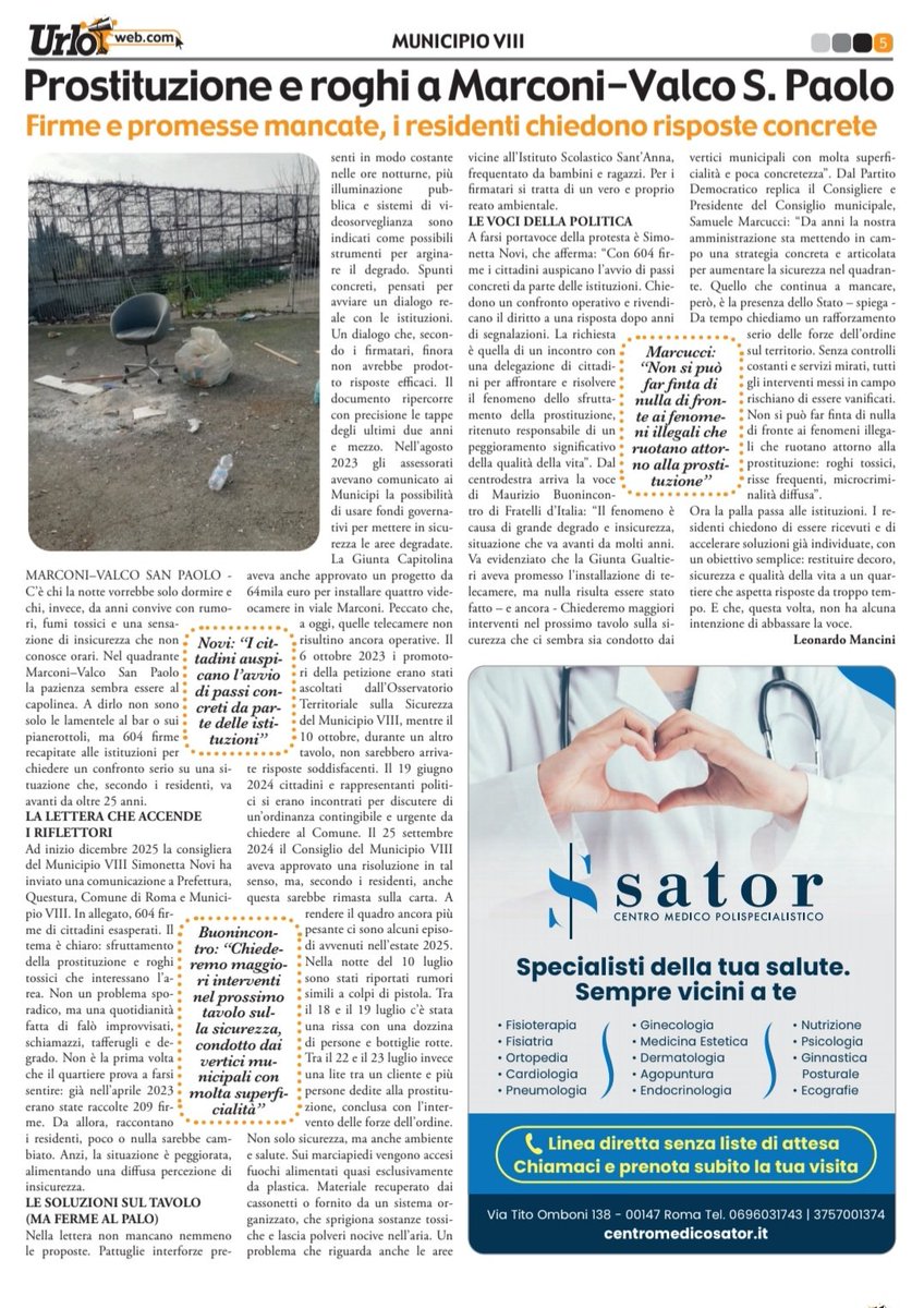 Sfruttamento prostituzione e roghi tossici a viale Marconi.
I 604 firmatari della lettera di richiesta incontro inviata l'8 dicembre 2025 a Prefetto, Questore e Gabinetto del Sindaco, sono ancora in attesa di un cenno di riscontro. 
Così non va.
#prostituzionevialemarconi