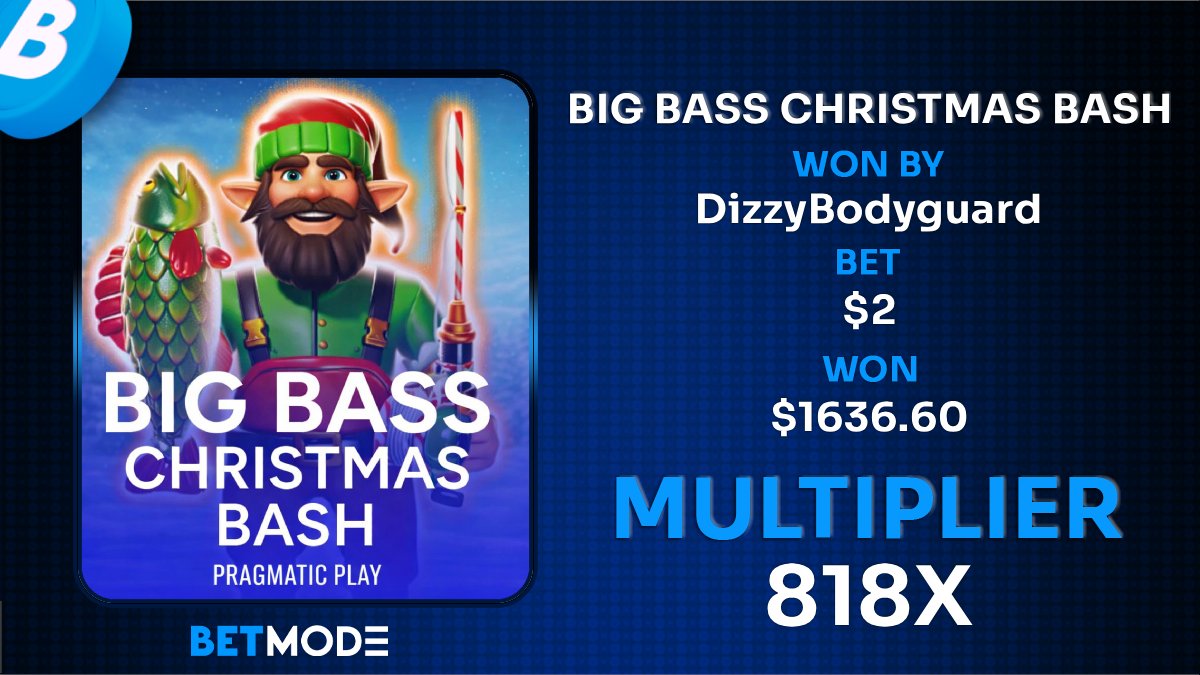 BetMode's tweet image. DizzyBodyguard wasn't checking their X feed 📱❌

They were spinning Big Bass Christmas Bash 🎣

$2 bet → 818x multiplier → $1,636.60 cashed out 💰

Difference between you and them? 
They span instead of scrolled.

Quote RT -&amp;gt; random winner gets $50