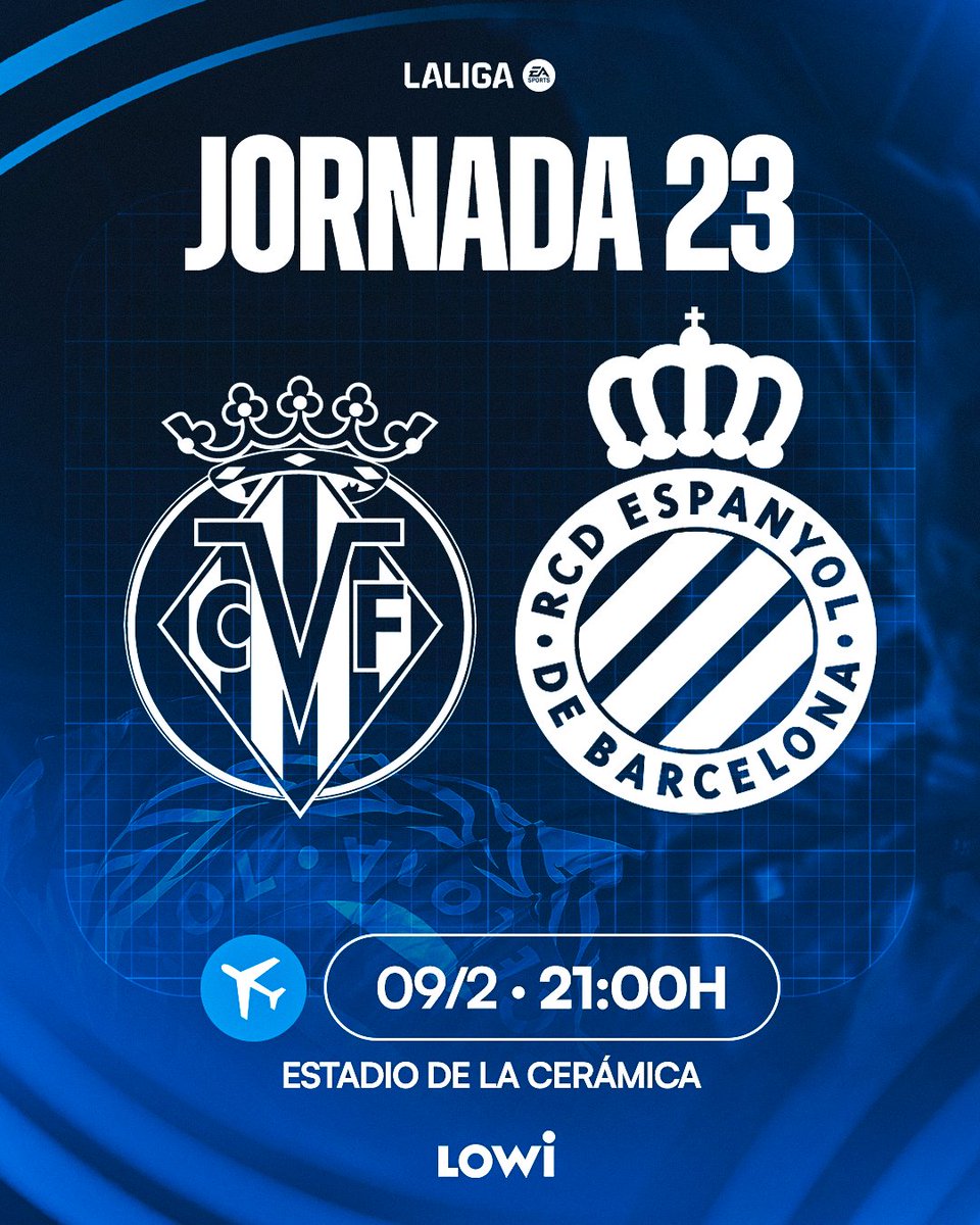 ✅ HORARI CONFIRMAT

𝐉𝐎𝐑𝐍𝐀𝐃𝐀 𝟐𝟑
🆚 <a href="/VillarrealCF/">Villarreal CF</a> 
🗓️ Dilluns 09/2
🕛 21:00h
🏟️ Estadio de la Cerámica
#RCDE