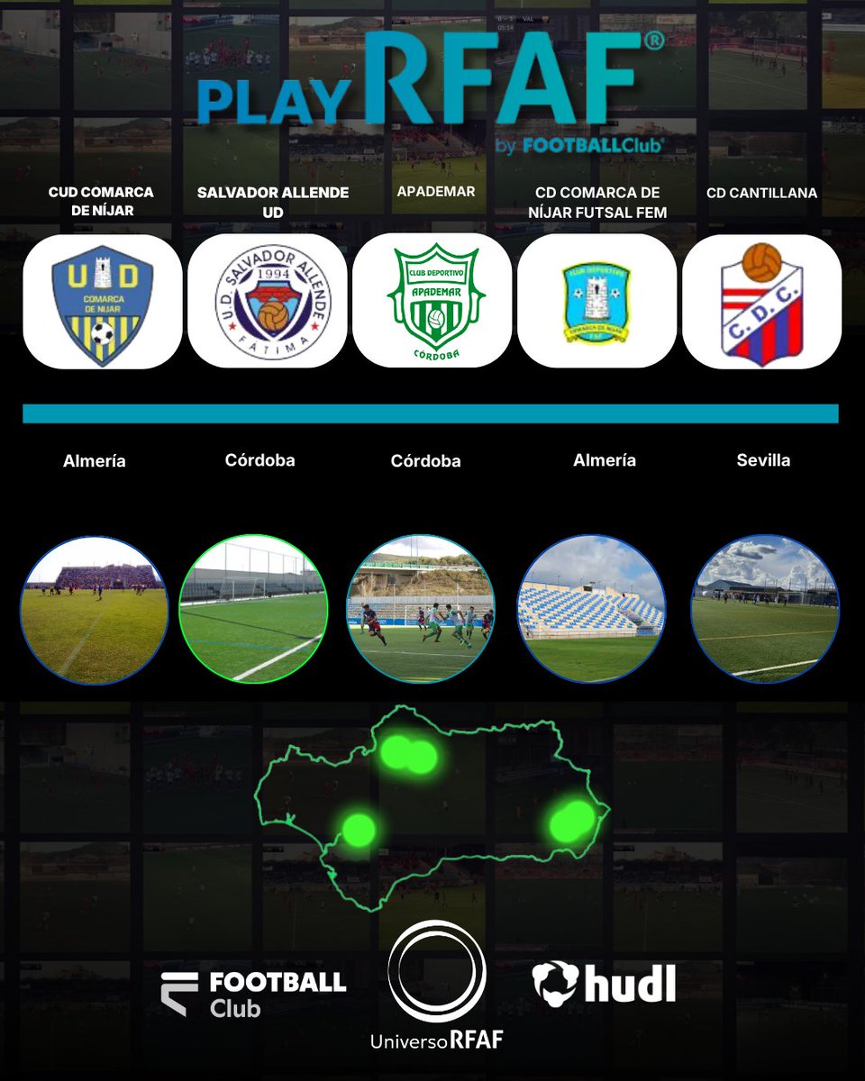 📍 Más clubes, más fútbol, más Andalucía

Seguimos ampliando el mapa con proyectos que creen en la formación, la competición y la evolución del juego ⚽💚

🟢 CUD Comarca de Níjar
🔵<a href="/Allende1994/">U.D. Salvador Allende</a>
🔴 <a href="/cdapademar_ofi/">C.D. Apademar</a>
🟡 CD Comarca de Níjar Futsal Fem
⚪ <a href="/CDCantillana/">Club Deportivo Cantillana</a>