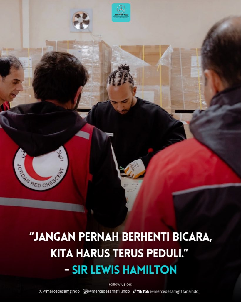 MercedesAMGIndo's tweet image. 🚨DRIVER UPDATE #F1

Sir Lewis Hamilton: “Kunjungan ke Yordania untuk Gaza mengubah hidup saya. Di tengah tragedi, saya melihat ketangguhan luar biasa dari keluarga, dokter, dan relawan. Meski situasi sulit, bantuan sangat mungkin dilakukan. Namun, bantuan saat ini belum cukup.…