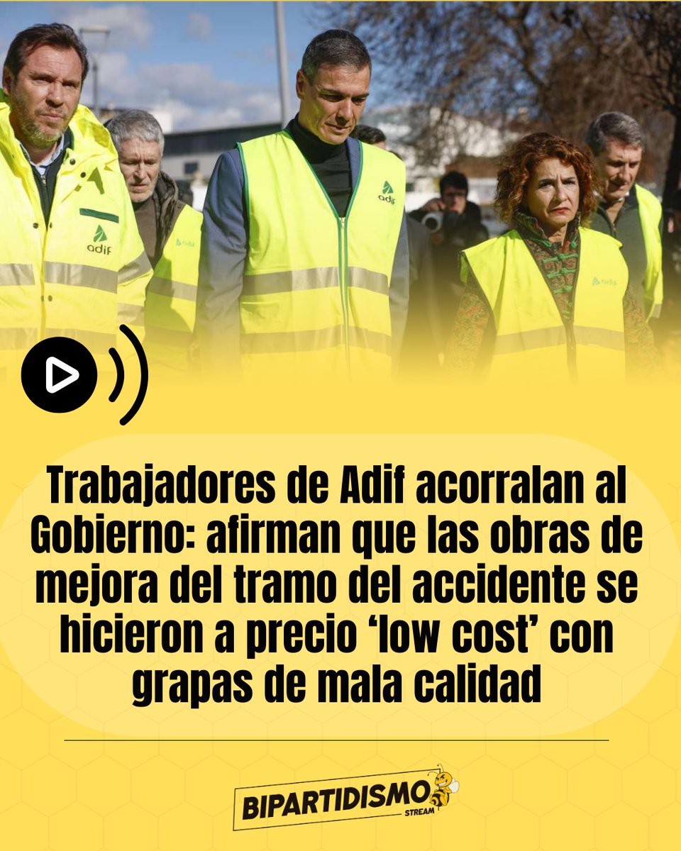 Bipartidismo_'s tweet image. 🔴 Trabajadores de Adif acorralan al Gobierno: afirman que las obras de mejora del tramo del accidente se hicieron a precio ‘low cost’ con grapas de mala calidad. 

Los anclajes habrían sido adquiridos a bajo coste e incluso reutilizados en algunos tramos.…