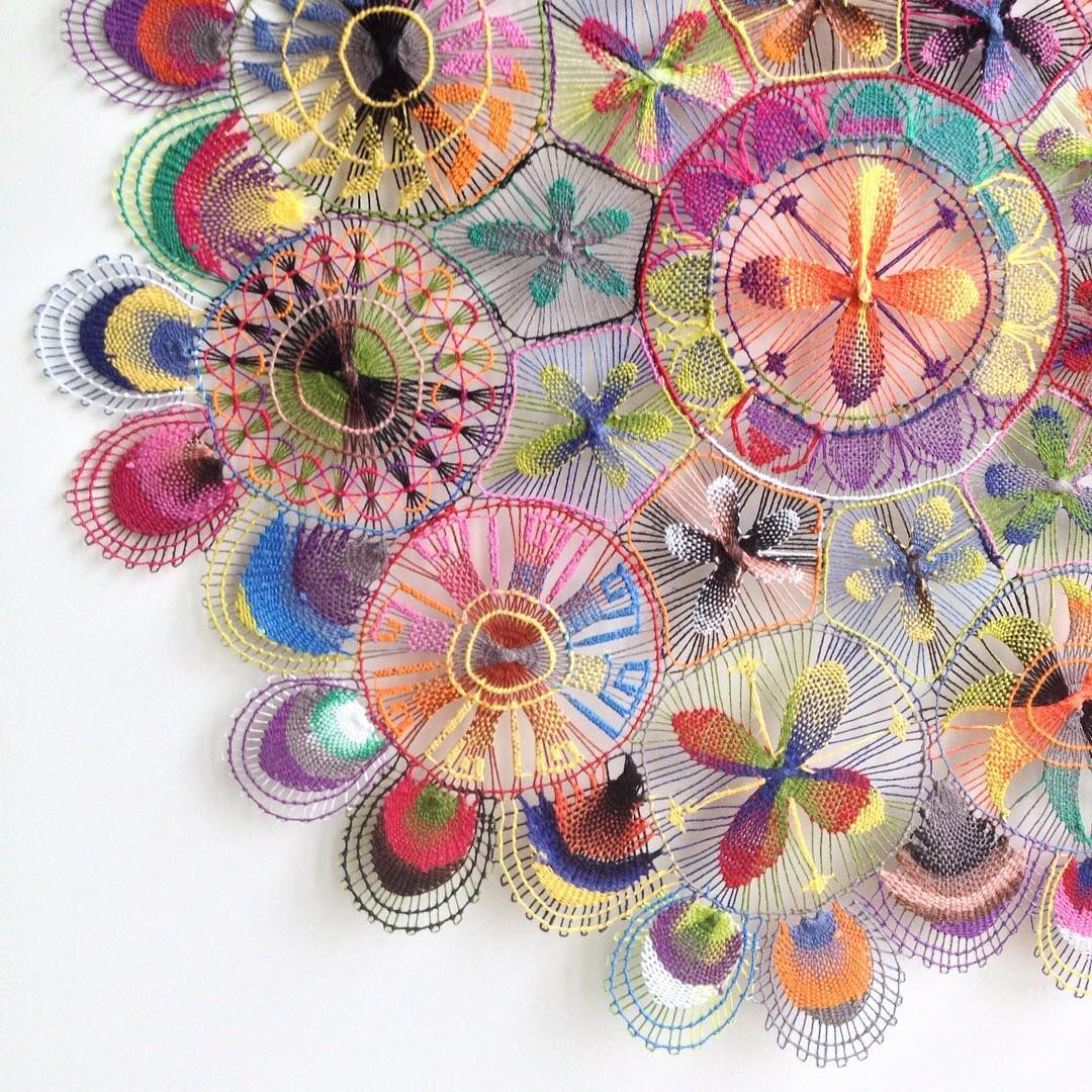 Ñandutí, Paraguayan lace. The name means "spider web" in Guaraní, the official, indigenous language of the country. Due to Spanish colonialism, it is related to Tenerife lace #womensart