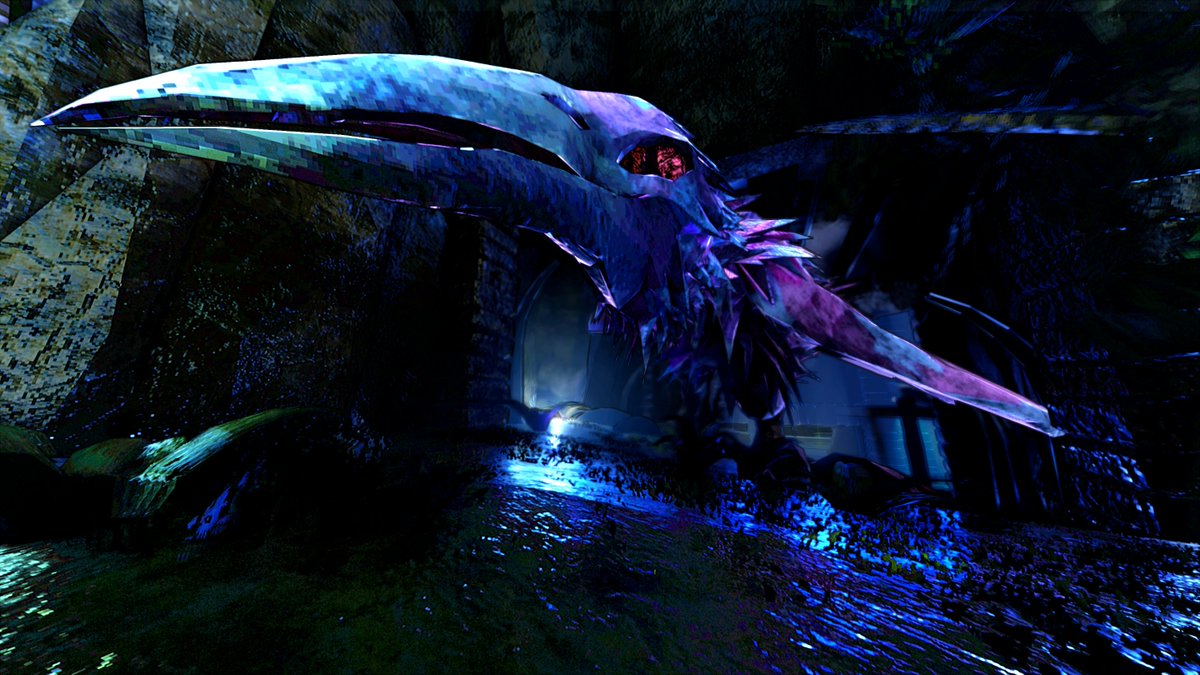 Aphoryze's tweet photo. A raven creature created in #Blender and rendered in Unreal Engine 4 this time. I was wondering how to create the background for this piece and since I had some scenes ready in #UE4, I thought I'll use one of those as a background. https://t.co/BAFUMCiHgd