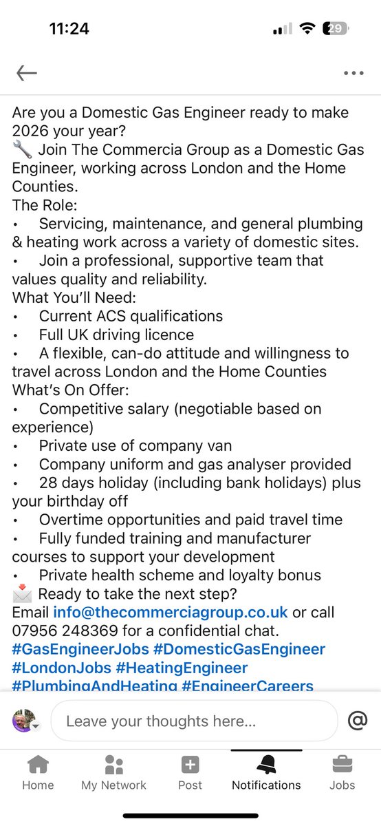 We are looking for a new domestic gas engineer to join our existing team. 
London and the Home counties area.