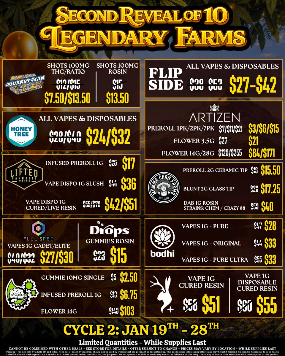 The anniversary glow-up continues ✨
Cycle 2 = 10 new farms • 10 days • nonstop heat
Let’s keep celebrating 10 years of Origins 🔥 <a href="/artizencannabis/">Artizen</a> <a href="/Lifted_cannabis/">Lifted Cannabis</a> <a href="/bodhi_high/">Bodhi High</a> <a href="/CoutureAgro/">Agro Couture</a> <a href="/PlaidJacketWA/">🌱Plaid Jacket Cannabis🌿</a> #Origins10Years #OriginsCannabis #WACannabis #WashingtonCannabis