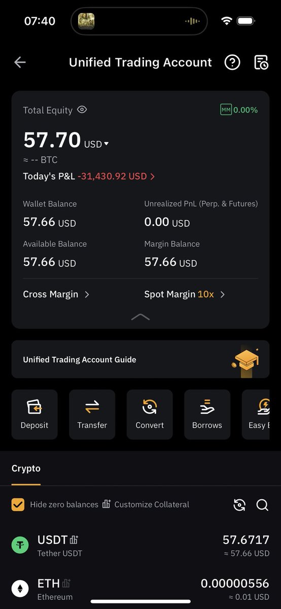 BAYANGIN lu kerja mati-matian dapet 500JT RUPIAH dan besok nya kena FULLY LIQUIDATED. Ini orang dari 500 juta rupiah sekarang cuma sisa 1 juta rupiah di akun bybit nya. 🫡

Ini realita crypto, 95% orang yang masuk ke dunia crypto tidak profit karena antara menaruh terlalu banyak