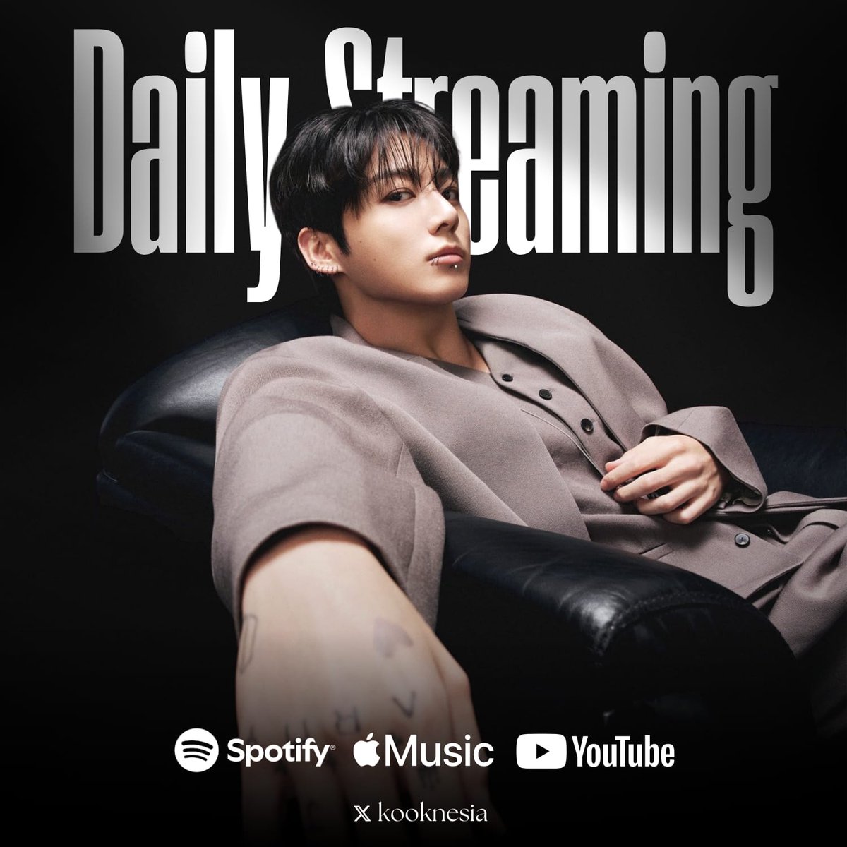 kooknesia's tweet image. DAILY STREAMING! 🥳

Let's stream harder for Seven, 3D, SNTY, GOLDEN and Jungkook Fighting!!! 🔥

📀 Spotify: open.spotify.com/playlist/7Dwxg…
📀 AM: music.apple.com/id/playlist/ju…
📀 YT: youtube.com/playlist?list=…
📀 YTM (3d &amp;amp; yon focus): music.youtube.com/playlist?list=…

STREAM SEVEN TO 3B
#정국 #JungKook