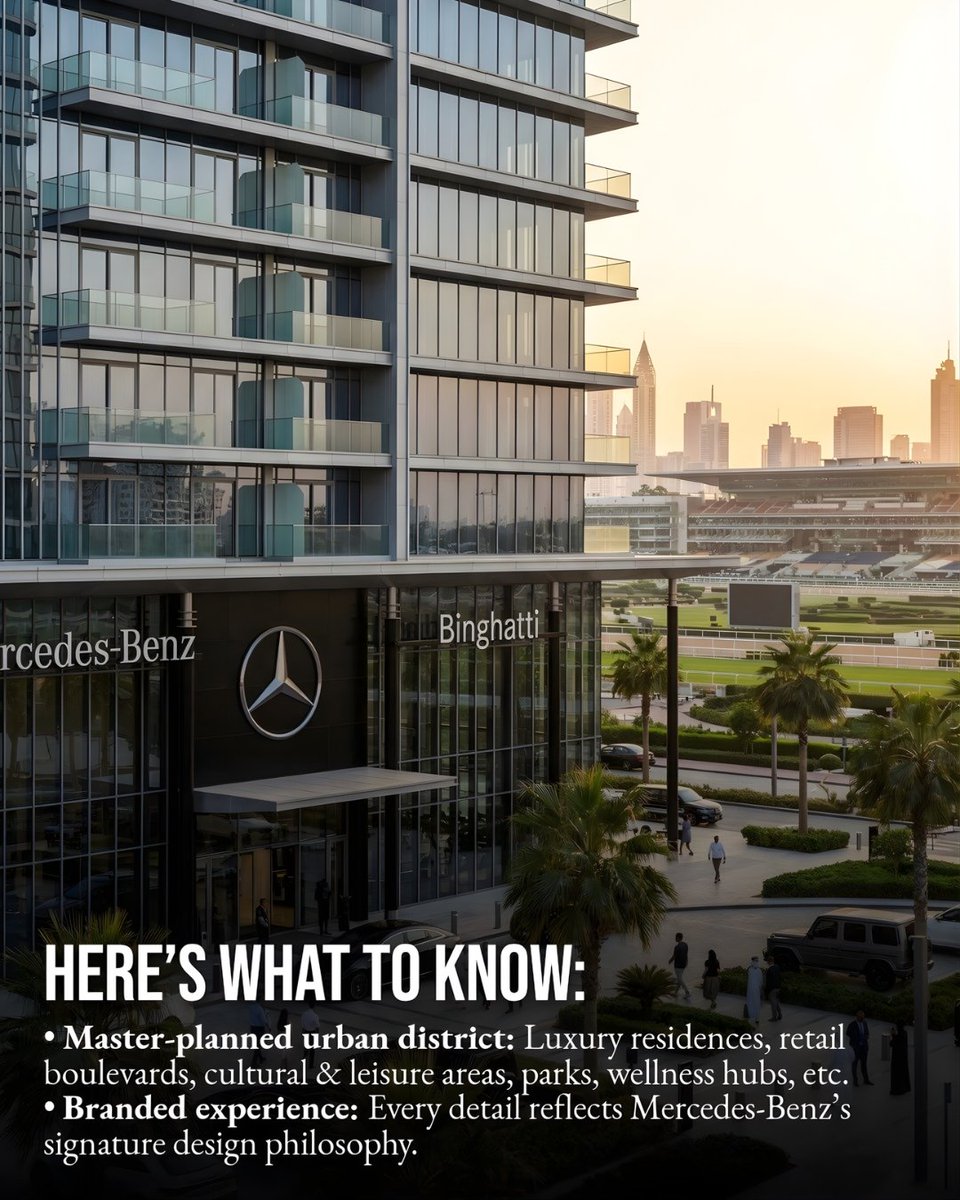 TamaniProp's tweet photo. 🔥 Dubai’s First Mercedes‑Benz City Arrives in 2026 

Luxury urban living reaches a new level with Mercedes‑Benz City by Binghatti, launching January 2026 in Meydan.

Would you live in a Mercedes‑Benz city 💬

#TamaniProperties #RealEstate #MercedesBenz #Binghatti #MeydanDubai https://t.co/iqQytOXe3Z