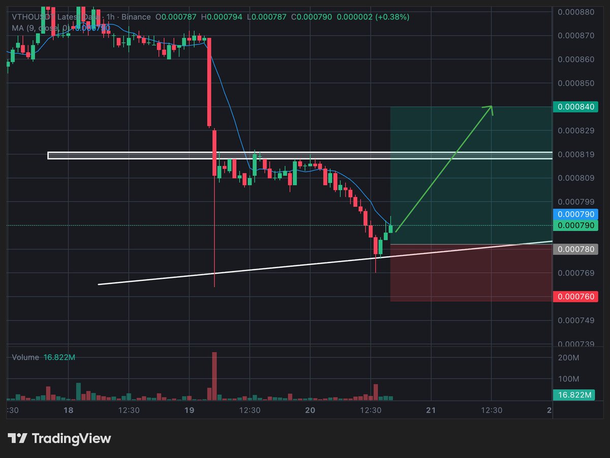 JUST UPDATE 🟢 $VTHO / USDT — FUTURES & SPOT TRADE SETUP (1H) Bias: LONG  Entry Zone: ➡️ 0.000785 – 0.000795 Stop Loss: ⛔ 0.000760 Targets: 🎯 TP1:  0.000820 – 0.000825 🎯 TP2: 0.000840 – 0.000860