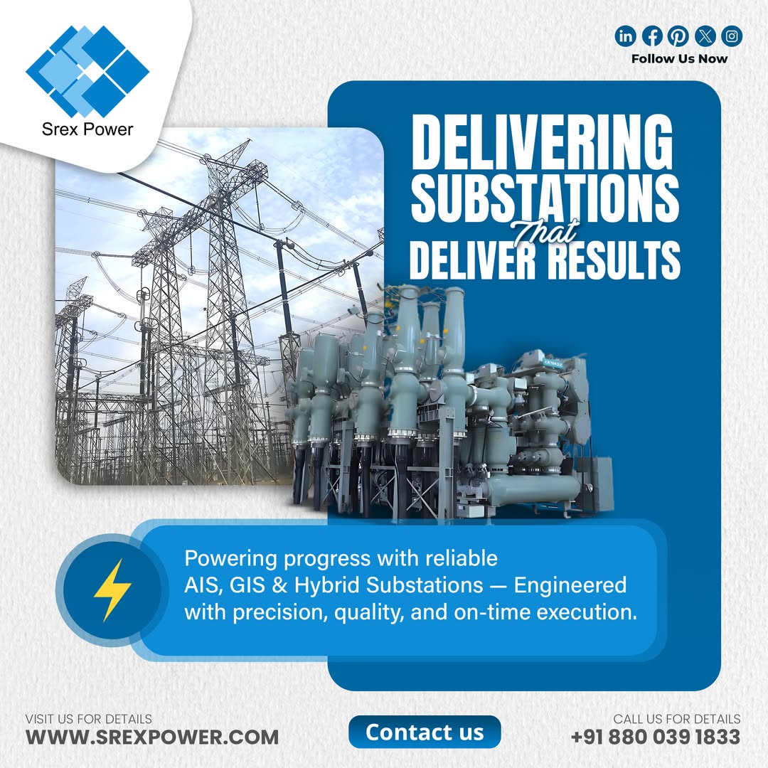 srexpowerindia's tweet photo. ⚡ Delivering substations that deliver results! Srex Power India engineers reliable AIS, GIS & Hybrid Substations—from concept to commissioning—powering industries and India’s clean energy future. 🇮🇳🔋
#SubstationSolutions #ElectricalEPC #PowerInfra https://t.co/DcTJCn5T5i