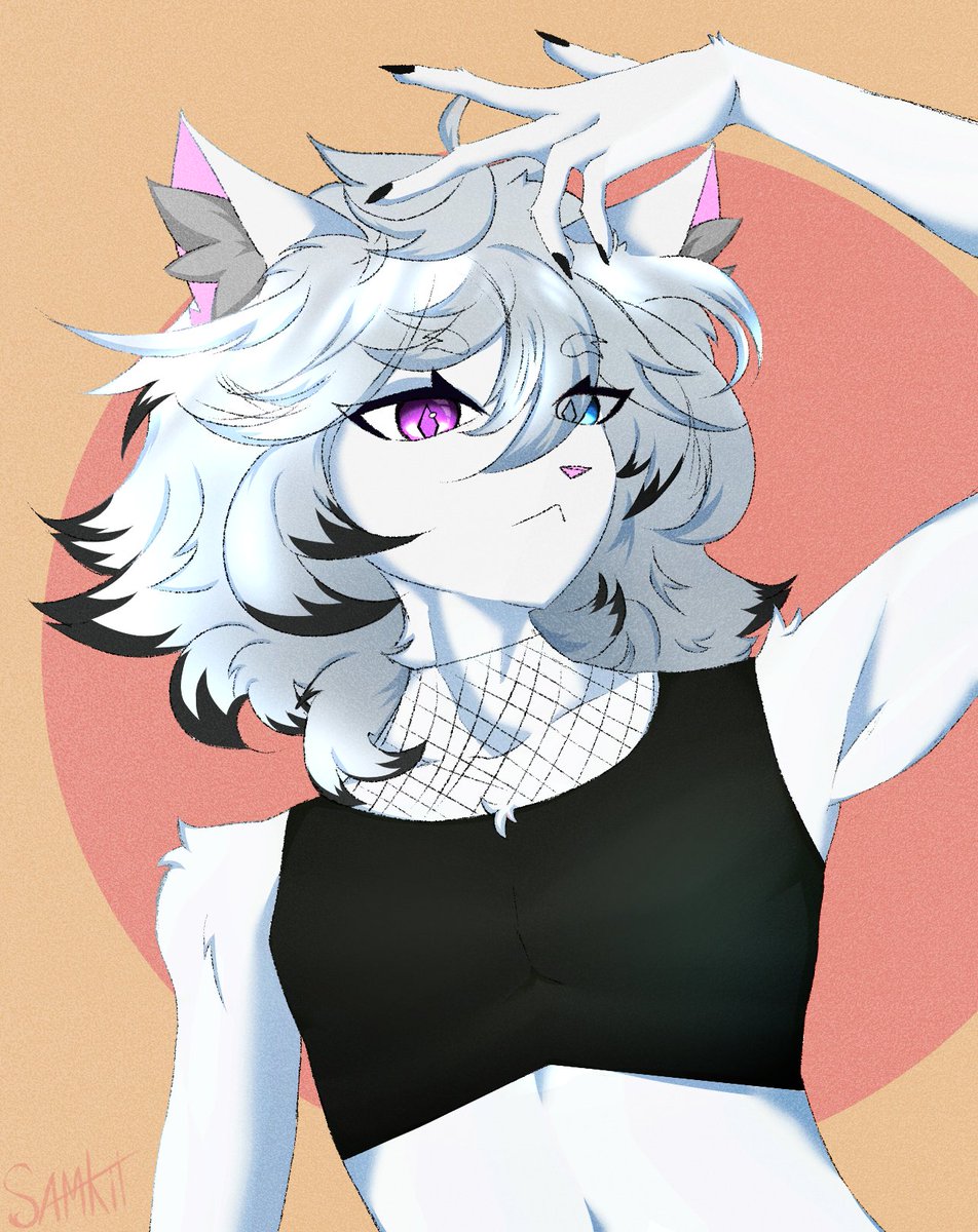 Chest-only fishnets are based
#furry