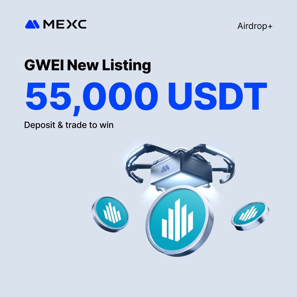 MEXC New Airdrop+ Listing!

‣ $GWEI <a href="/ETHGasOfficial/">ETHGAS</a> 
‣ $GWEI/USDT 0 Fee Trading: Jan 21, 2026, 14:00 (UTC)

👇Join the Airdrop+ campaign to share 55,000 USDT!
mexc.com/token-airdrop/…