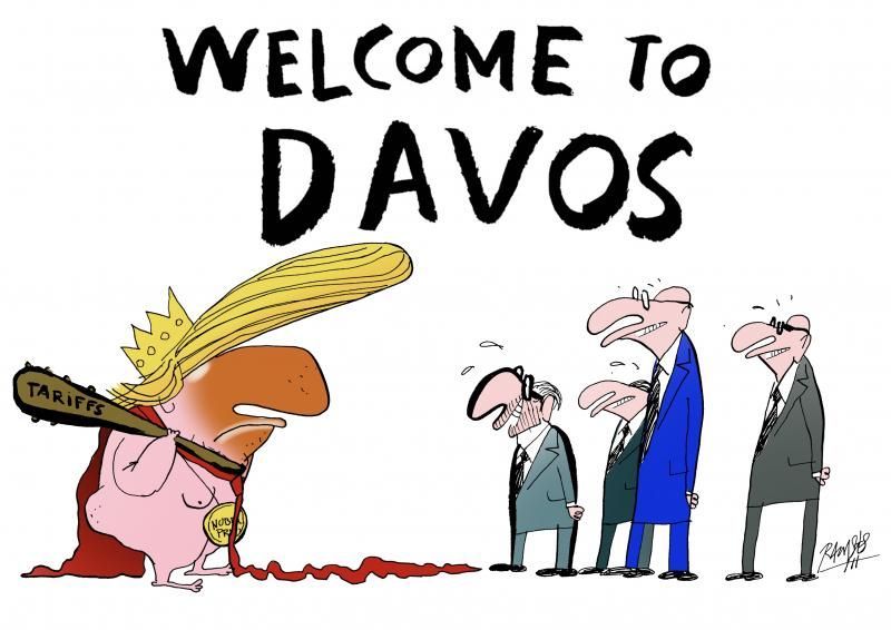 Welcome to Davos. Cartoon by Ramses: buff.ly/JZzOEir

#Davos #Trump