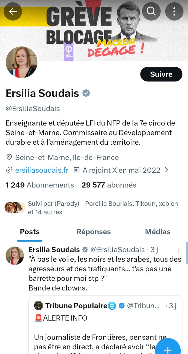 BastienGilles6's tweet image. Alors que toute la classe politique s'émeut du suicide de Camélia, cette lycéenne de Mitry Mory victime de harcèlement, Ersilia Soudais,  députée LFI de cette circonscription de Seine-et-Marne, n'a pas réagi. Elle a pourtant organisé une visite de l'Assemblée Nationale avec les…