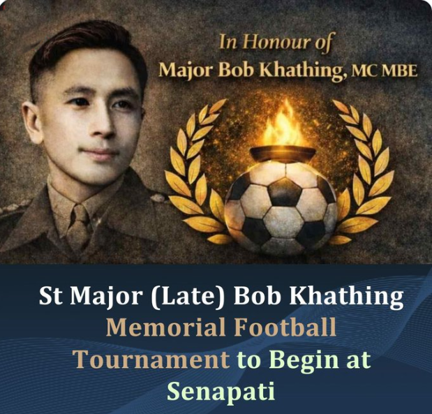 HaokipHamam's tweet photo. The Major (Late) #BobKhathing, MC, MBE Memorial Football Tournament kicks off today at #Senapati Astro Turf, organized by #RedShieldDivision, Spear Corps, in tribute to the legendary #Manipur hero. ⚽🏆 #IndianArmy #Football #AssamAtDavos https://t.co/HwZQW78g3u