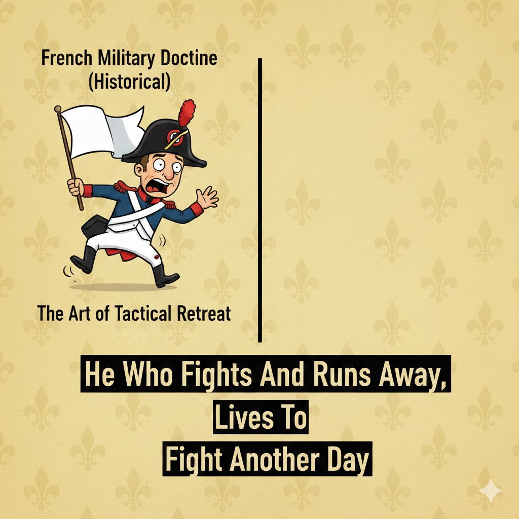 tridentdiadem's tweet photo. French Miltary doctrine: 
"He who fights and run, lives to fight another day"😭 https://t.co/MlygCt0zic