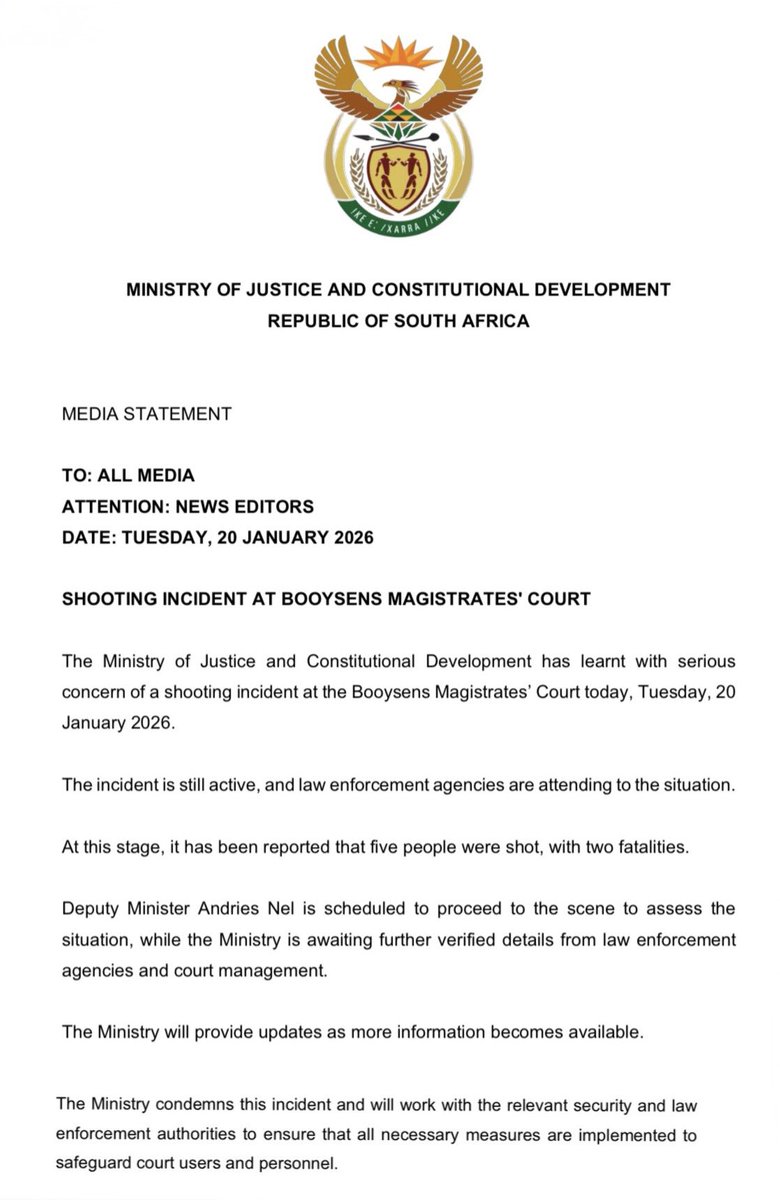 [SHOOTING INCIDENT AT BOOYSENS MAGISTRATES' COURT]