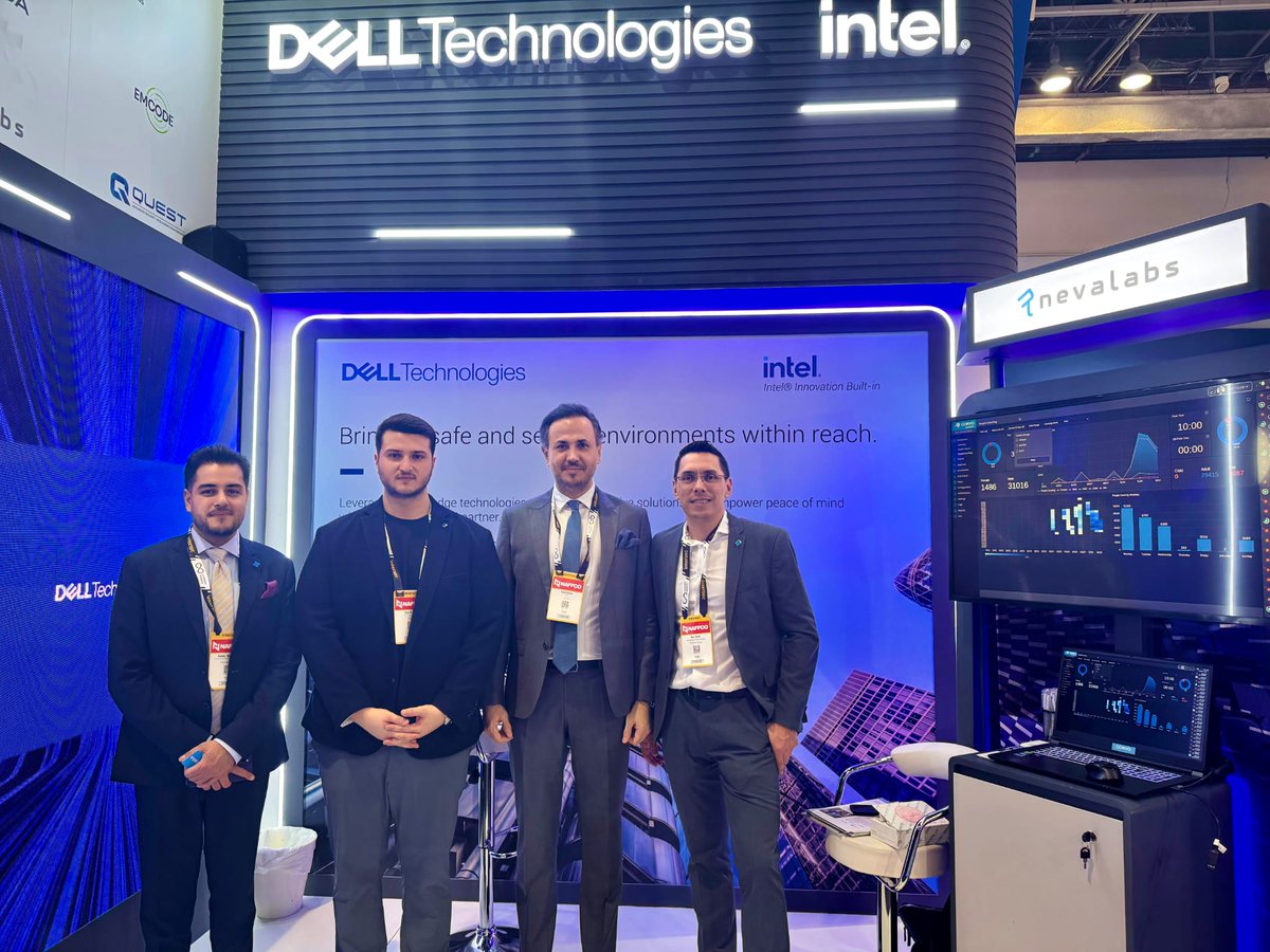 Nevalabs's tweet photo. Great hosting our partners from Milestone Systems at the Dell Technologies booth in Dubai: Odette Malkoun, Roy Band, Haider Muhammad, Chebel Bou Chebel, Mario El Khoury, and Louma Mhanna. We showcased the latest Corvo Identify features and its integration with Milestone XProtect. https://t.co/i5F8n3ZsSi