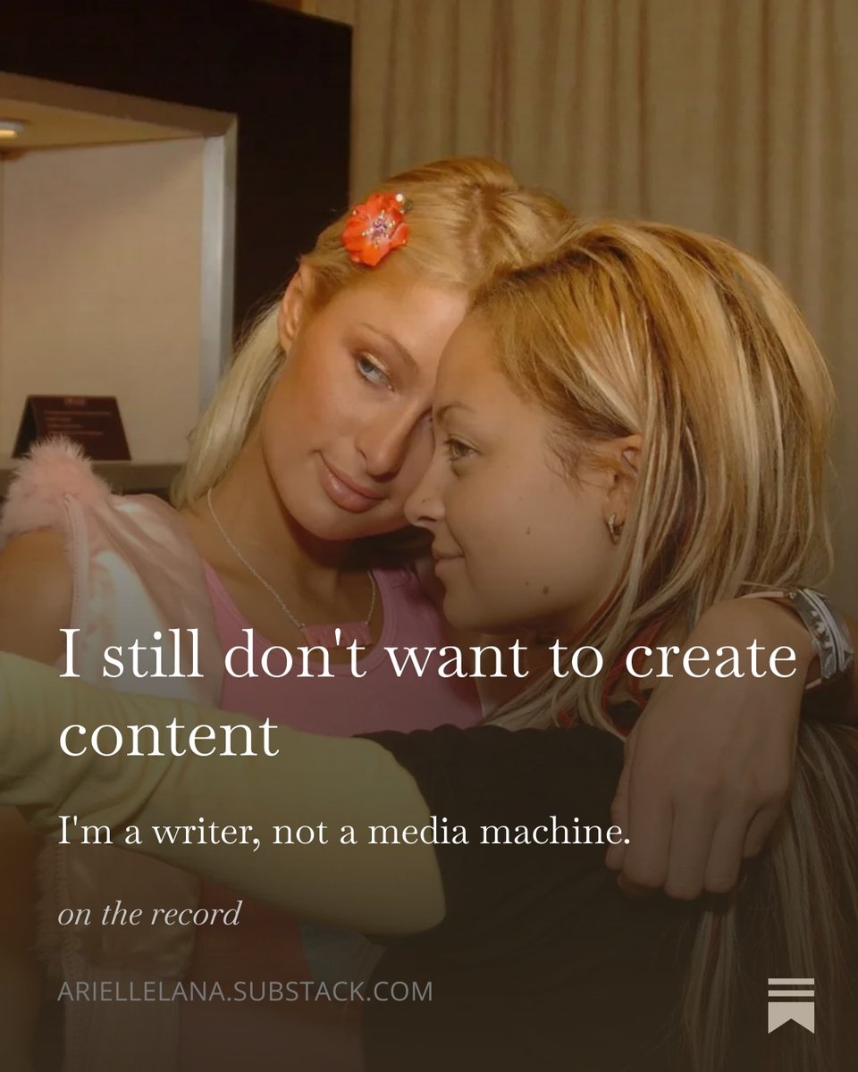 i vented about being forced to make content and admit why i just hate creators (other than <a href="/RamonPang/">RamonPang</a> and <a href="/nardwuar/">Nardwuar</a>) in my latest substack.

ariellelana.substack.com/p/i-still-dont…