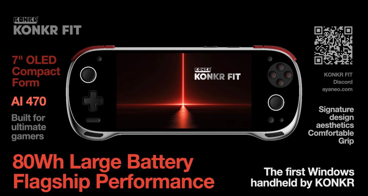 noticiasrazor's tweet image. AYANEO KONKR FIT es una nueva consola portátil con Windows 11 que apuesta por el potente Ryzen AI 9 HX 470, pantalla OLED y una batería generosa razorman.net/ayaneo-konkr-f… @AYANEO__ #consolas #Noticias