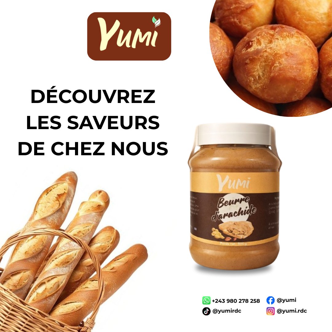 Yumi_rdc's tweet photo. Découvrez les saveurs authentiques de chez nous 🥜🇨🇩
Yumi, le beurre d’arachide 100% bio, naturel et savoureux.
Parfait pour le pain, les beignets, le fumbwa et bien plus 😋
📦 Livraison à Kinshasa
📲 Commandez maintenant
#Yumi #BeurreDarachide #ProduitLocal #Bio #Kinshasa https://t.co/g4SGmAmzND