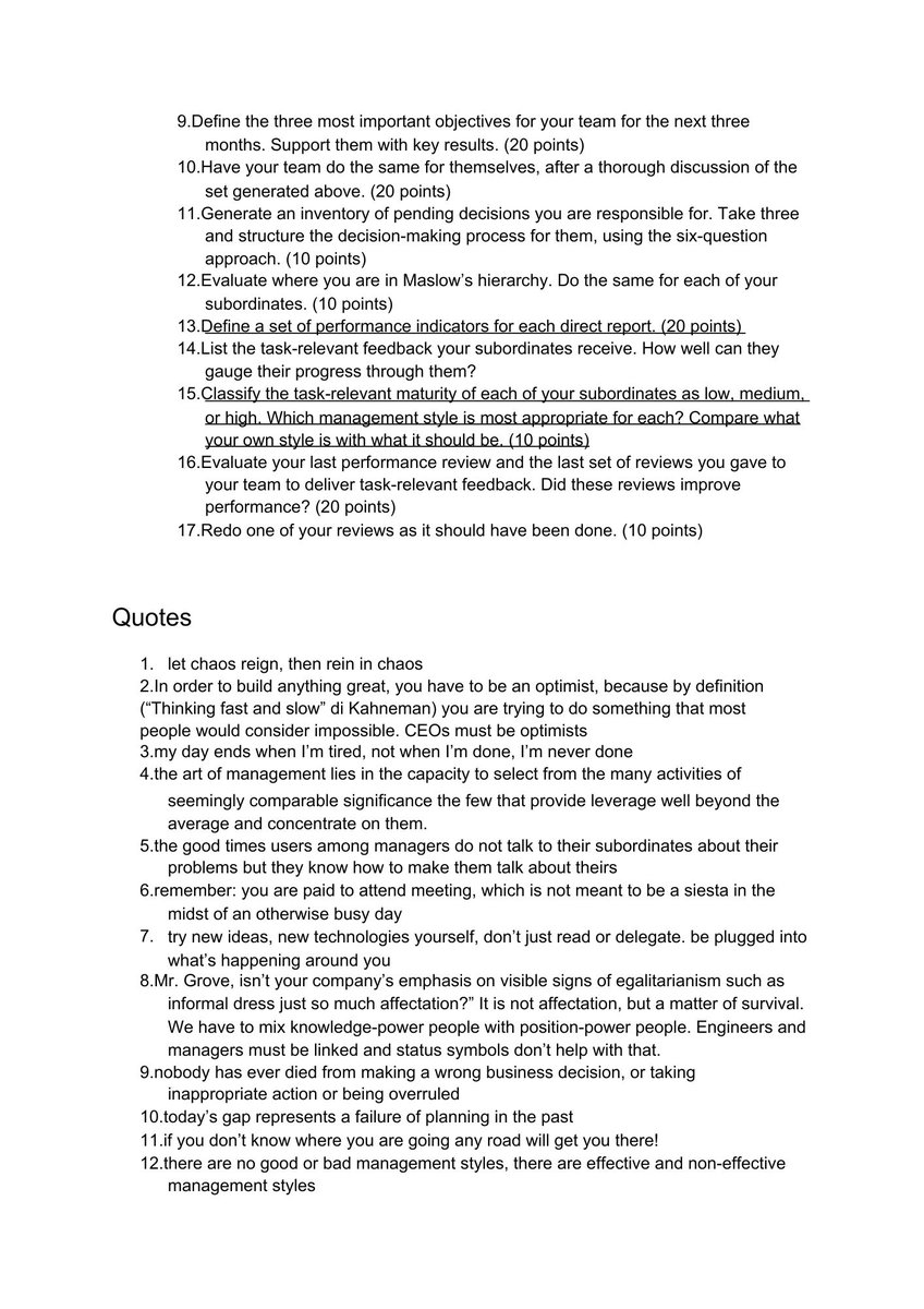One of the greatest CEOs, Andy Grove, led Intel and grew its revenue to over $20B during his 30-year tenure.

His legendary leadership methods are captured in "High Output Management".

Some kind soul made a PDF summary, with quotes &amp; prompts to become a better manager: