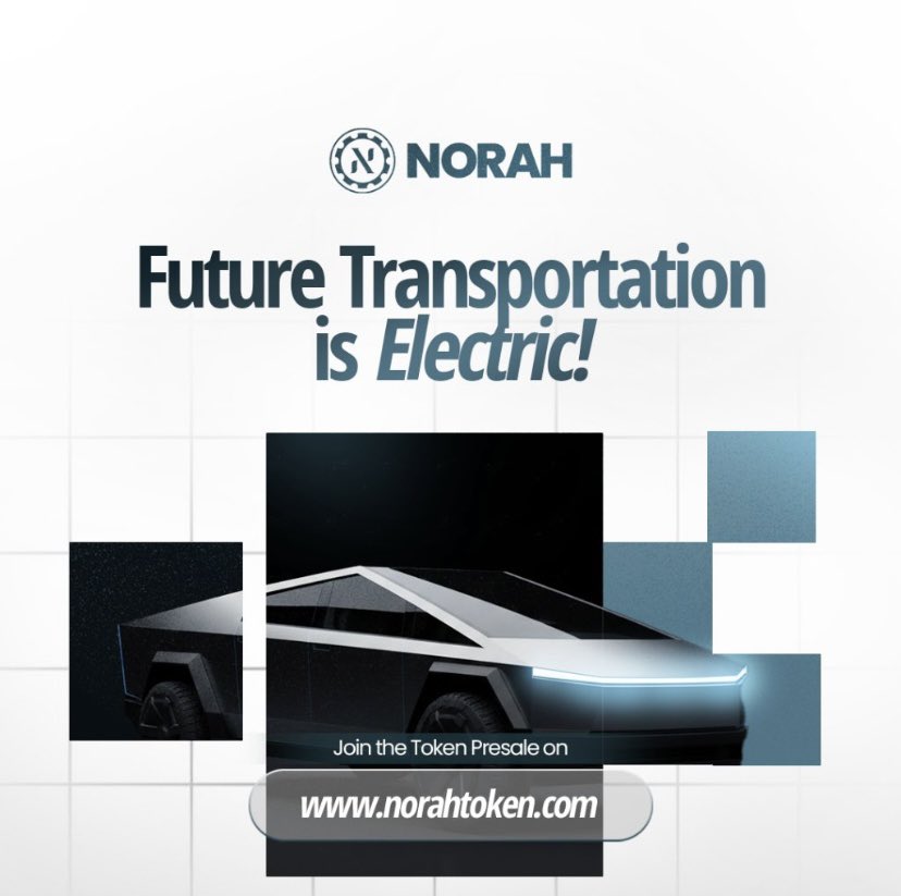 Smart investors are buying the lithium that powers it.

Own a share in lithium reserves without a mine.

Join our Community,share Norah with your friends and get your bags ready for our pre-Sale.

Join Norah presale on norahtoken.com