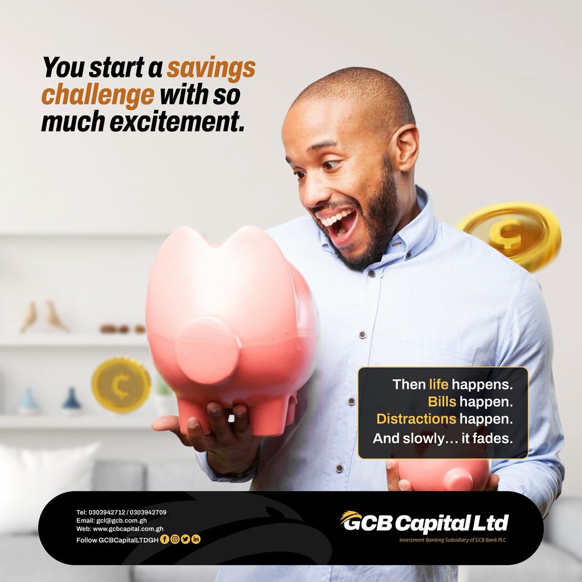 gcbcapitalltdgh's tweet photo. The GE SUSU Challenge is your chance to turn “I’ll start saving” into real action—weekly, structured, and intentional with minimum of a GHS100 a week. Let’s go!

#GCBCapitalLtd #gcbcapitalltdgh #GCL #GEUT #GESUSUChallenge #36WeekChallenge #MoneyDiscipline #ConsistChallenge https://t.co/YySydfVWMh