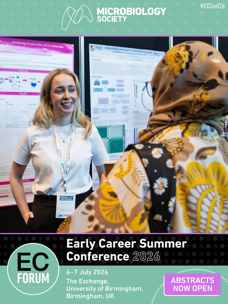 Abstracts submissions are open for Early Career Summer Conference 2026. Hear from invited speakers and network with fellow early career members between 6—7 July. Registration opens 28 January: microb.io/ECConf26Abstra… #ECConf26 <a href="/unibirmingham/">Uni of Birmingham</a>