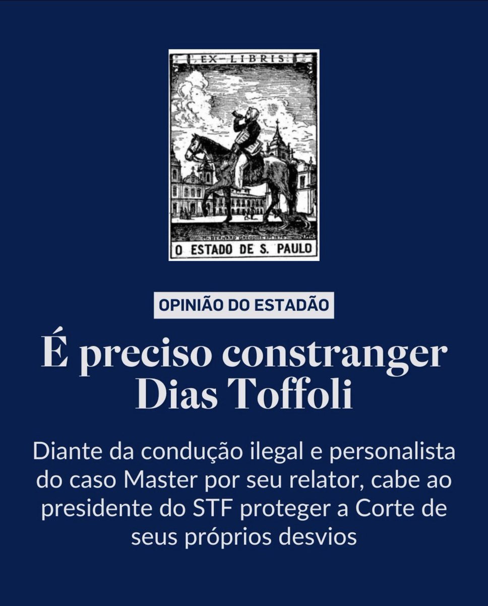 marsiglia_andre's tweet image. O editorial do Estadão afirma que é preciso constranger Toffoli. O problema é que quem deveria constranger já se encontra constrangido: a OAB, a velha mídia e boa parte da classe política que, até ontem, apoiaram abusos e excessos do STF por pura conveniência.