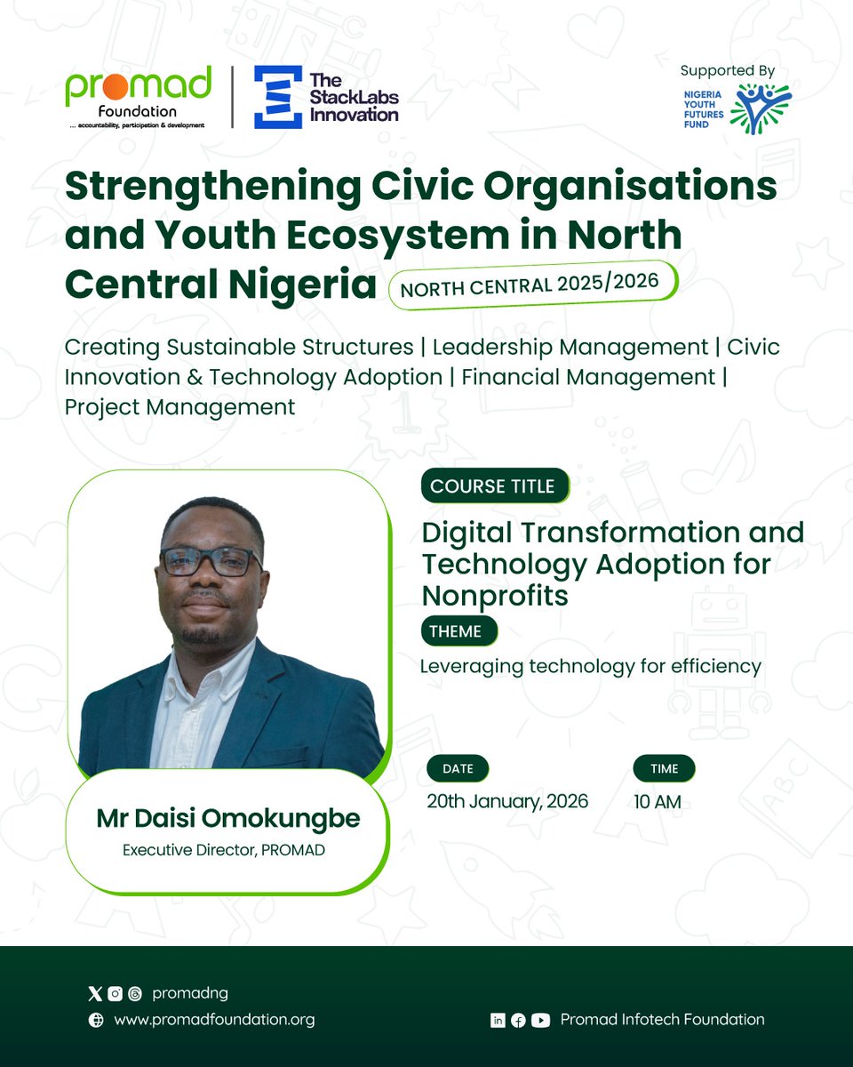 promadng's tweet image. Our Organisational Development Programme #ODP is in full swing—equipping organisations with practical tools, smart strategies, and strong systems for sustainable impact.

Sessions are facilitated by Oluseun Onigbinde (@BudgITng) and Daisi Omokungbe (@promadng).

Led by