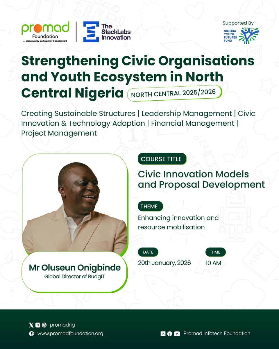 promadng's tweet image. Our Organisational Development Programme #ODP is in full swing—equipping organisations with practical tools, smart strategies, and strong systems for sustainable impact.

Sessions are facilitated by Oluseun Onigbinde (@BudgITng) and Daisi Omokungbe (@promadng).

Led by