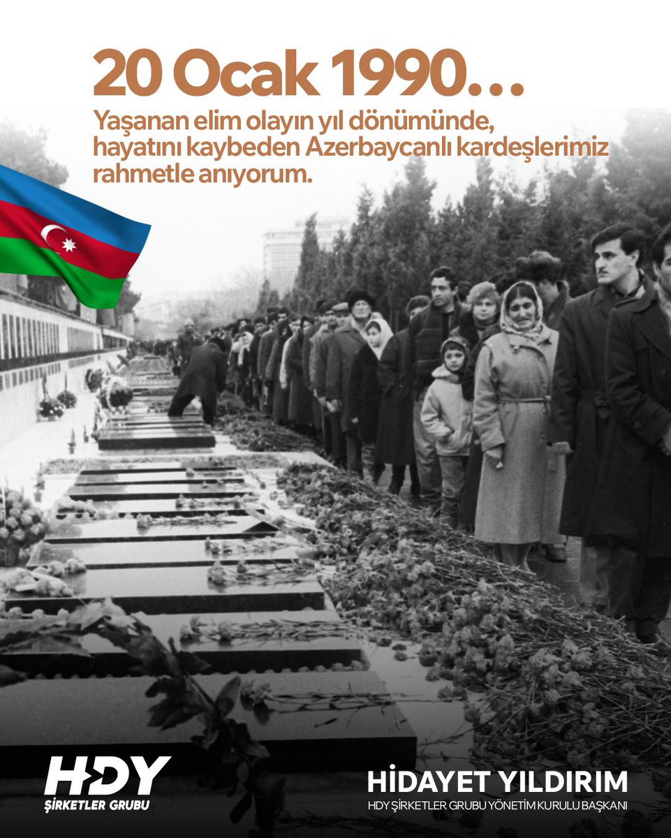 Azerbaycan tarihine kara bir gün olarak geçen 20 Ocak Ulusal Yas Günü’nde, hayatını kaybeden Azerbaycanlı kardeşlerimizi rahmetle anıyor; kardeş Azerbaycan halkının acısını yürekten paylaşıyorum.