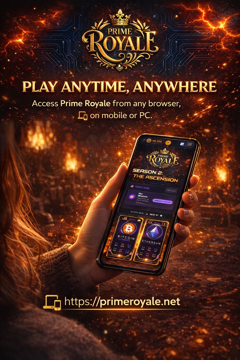 Play anytime.

Play anywhere.

No downloads. No limits.

PRIME Royale is live on every browser 

Mobile or PC.

Season 2 is calling. The battlefield is open.

Join the kingdom: primeroyale.net/game/

#Prime #PlayToEarn #BNBChain