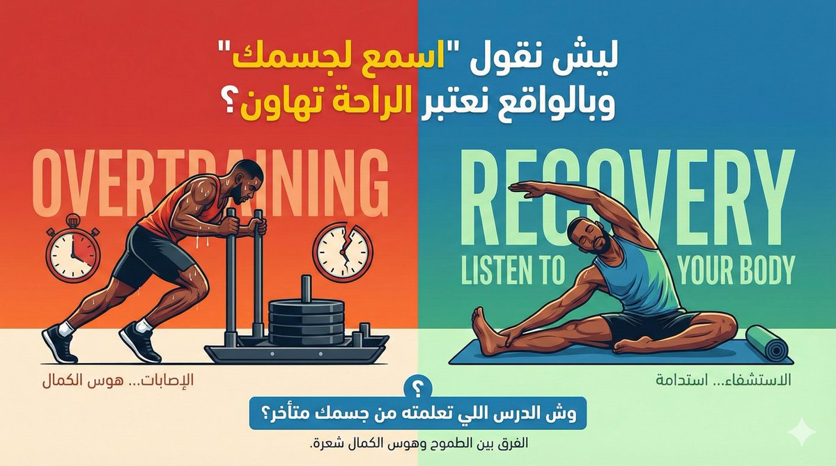 ليش نقول "اسمع لجسمك" وبالواقع نعتبر الراحة تهاون؟
بعد سنين مع الإصابات، أيقنت إن التطور الذاتي والبدني ما يعني إنك تعصر نفسك للآخر، بل إنك تعرف متى توقّف عشان تستمر أطول.. الفرق بين الطموح وهوس الكمال شعرة.

وش الدرس اللي تعلمته من جسمك متأخر؟

#علاج_طبيعي #وعي_صحي #اصابات
