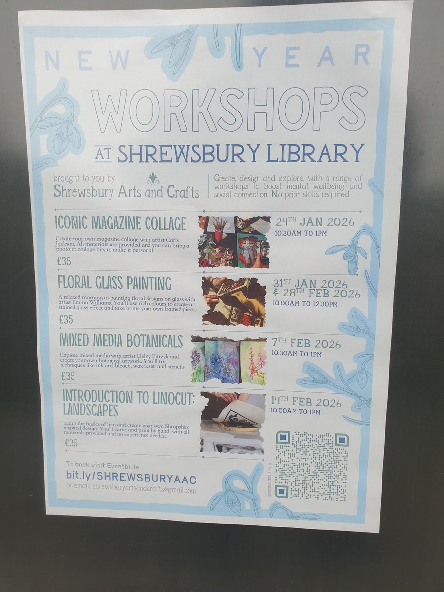 1pReadings's tweet photo. 14 Feb 2026 New Year Workshops at @shrewslibraryuk @shroplibraries – Introduction to Linocut : Landscapes https://t.co/SGiMnjzcka