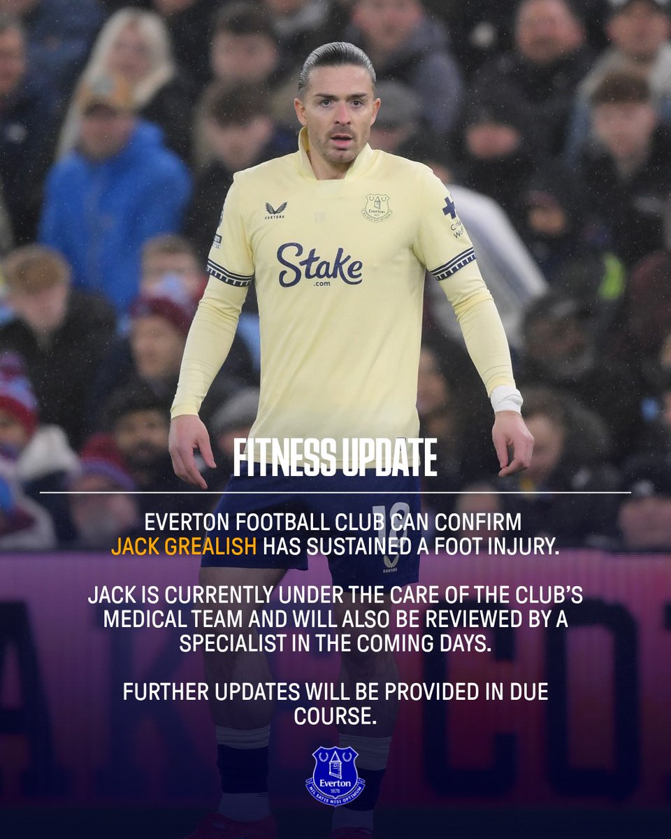 Everton's tweet image. Injury update on our number 18. 🔵