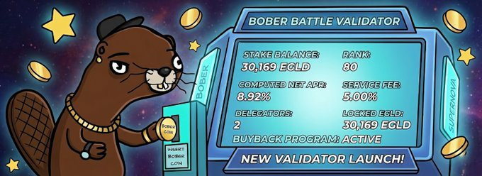 <a href="/xPortalApp/">xPortal</a> I have a better one:

Here is the game changer: 🔥 100% of ALL fees generated by <a href="/Boberbattle/">BOBER Battle</a> validator will be used to BUYBACK $BOBER.

Stake below and let's send our beloved beaver BOBER <a href="/BoberCTO/">BOBER</a> to the moon!

explorer.multiversx.com/providers/erd1…